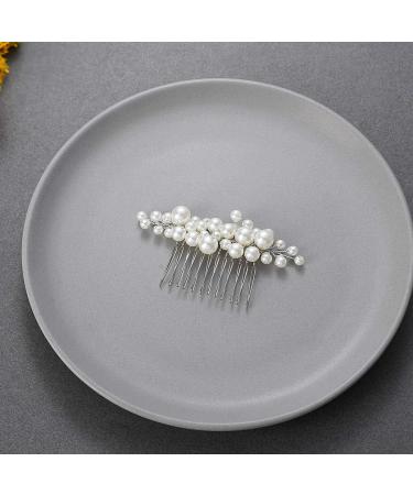 Ushiny Pearl Bride Wedding Hair Comb | Silver Headpiece & Bridal Accessories for Women & Girls - Shop Now! - Buy Online on GoSupps.com