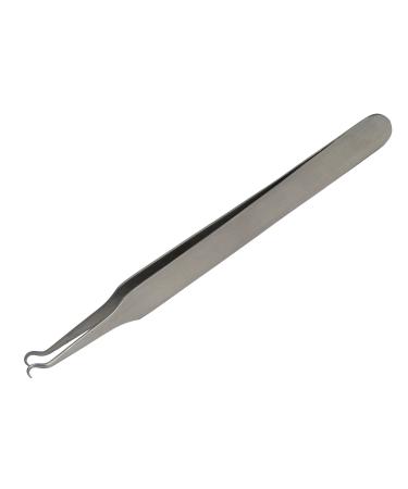 Hook tweezers pointed with curved tip - stainless steel