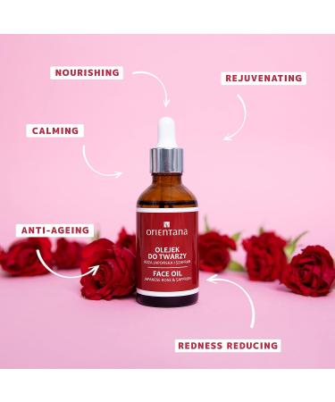 Orientana - Natural Face Oil Japanese Rose & Saffron | Vitamin A C & E | 100% Natural Vegan Anti Ageing Moisturiser | Hydrating Rejuvenating Brightening | Dry Mature & Acne Prone Skin - 50ml - Buy Online on GoSupps.com