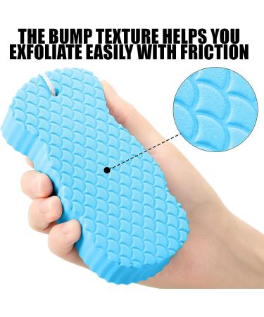 4 Pcs Soft Exfoliating Bath Sponge Set with Dead Skin Remover - Shower Brush for Adults and Kids - Includes 4 Self Adhesive Hooks (Blue Pink) - Buy Online on GoSupps.com