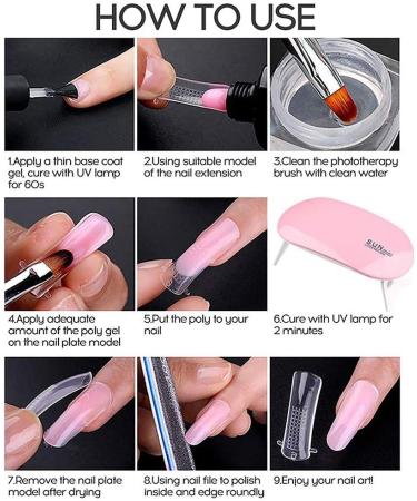 Gel Builder Nail Kit Transparent Nail Mold Quick Extended Cleaning Liquid Manicure Tools Set for Beginners (2) - Buy Online on GoSupps.com