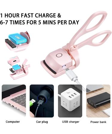 Heated Eyelash Curler - Handheld Rechargeable Electric Curler with 2 Heating Modes for Long-Lasting Natural Curls (Pink) - Shop Internationally - Buy Online on GoSupps.com
