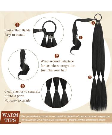 Sofeiyan Long Braid Ponytail Extension with Hair Tie Straight Sleek Wrap Around Hair Extensions Braid Pony Tail Fluffy Natural Soft Synthetic Hairpieces for Women Daily Wear 2Pcs 26 inch-Black Brown 26 Inch (Pack of 2) Black Brown - Buy Online on GoSupps.com