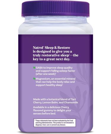 Natrol Sleep & Restore Magnesium Glycinate Blend Gummies Magnesium for Sleep Aids for Adults Melatonin-Free Cherry Flavored 30 Day Supply Cherry 60 Count (Pack of 1) - Buy Online on GoSupps.com