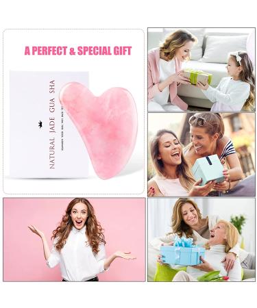 Deciniee Rose Quartz Gua Sha Massage Tool - Heart Shape Pink Jade Stone Set for Face & Body | Skin Care Tools for SPA & Acupuncture Therapy - Buy Online on GoSupps.com