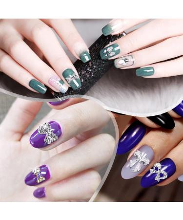 JERCLITY 33 Pcs Silver Alloy Bow Nail Charms - Iridescent Rhinestone & Pearl Nail Art Studs for Women & Girls - Buy Online on GoSupps.com