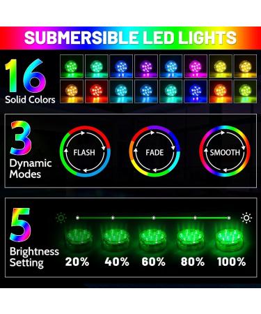 Underwater LED RGB Lights - Aled Light 13 LEDs Waterproof - 2 Pack with Remote Control for Pond Pool Vase & Fish Tank Decoration - Buy Online on GoSupps.com