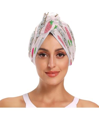 Strawberry Koala Dry Hair Cap Set - 2 Quick Drying Towels & Button Headband | Super Absorbent & Soft - Buy Online on GoSupps.com