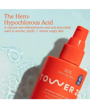Tower 28 SOS Intensive Rescue Serum - Reduce Redness, Hypochlorous Acid for Sensitive Skin - 2 Fl Oz - Buy Online on GoSupps.com