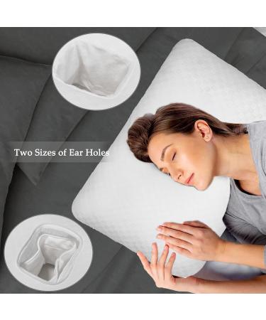 Wuronsa Ear Pillow with Ear Hole for CNH and Sore Ear Pain - Ear Piercing Pillow for Side Sleepers - Supports Earplugs for Sleep - White - Buy Online on GoSupps.com