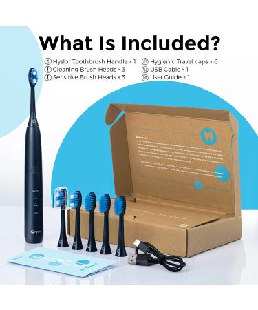 Hyslor Sonic Electric Toothbrush with 6 Brush Heads | Rechargeable Power Toothbrush | 4 Modes | Blue Cosmic Blue - Buy Online on GoSupps.com