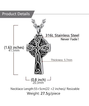 U7 Women s Cremation Urn Necklace - Celtic Knot Dog Feet Wing & Crucifix Designs | Stainless Steel Cylinder Pendant for Ashes - Buy Online on GoSupps.com