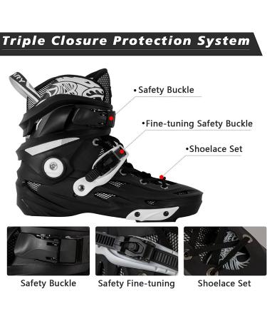 Adult 4 Wheel Speed Inline Roller Skates - High Performance Fitness Racing Skates - Black - Men 9-9.5/Women 9.5-10/26-26.5cm - Buy Online on GoSupps.com