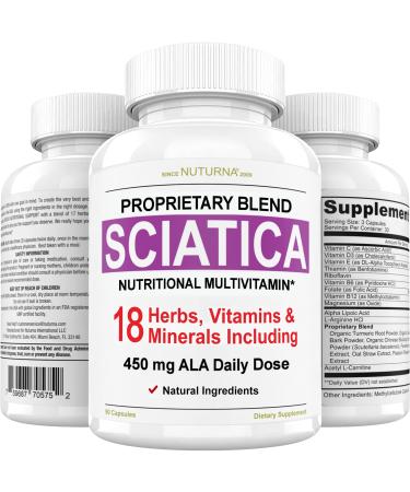 Sciatica Nutritional Blend with 450 mg Alpha Lipoic Acid - Lower Lumbar Sciatic, Back, Hip, Thigh, Leg, Foot - Maximum Strength Natural Vitamins - 90 Capsules
