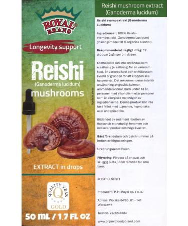 Royal Brand Reishi Mushroom Supplement/Our Reishi Mushroom Extract Promotes Longevity/Reishi Mushroom Tincture - 50ml / 1.7 Fl Oz - Buy Online on GoSupps.com