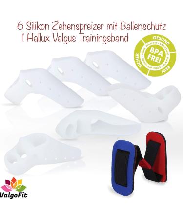ValgoFit Toe Separator 6x - Hallux Valgus Relief with Ball Protection | Chemical-Free + Training Band & eBook - Buy Online on GoSupps.com