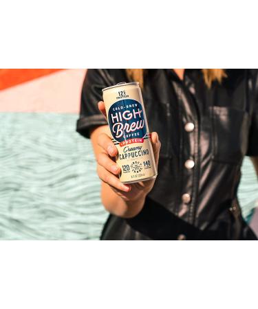 High Brew Coffee Creamy Cappuccino with Protein - 8 Fl Oz (12 Pack) - Cold Coffee Refreshment - Buy Online on GoSupps.com