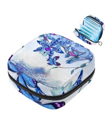 Women's napkin storage bag floral tropical orchids butterfly menstrual cup portable women's bandages storage bags female menstruation first period bag