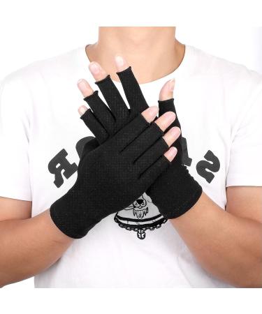 Sibba Arthritis Compression Gloves for Women Men - Fingerless Glove for RSI, Carpal Tunnel, Rheumatoid, Tendonitis - Black - Buy Online on GoSupps.com