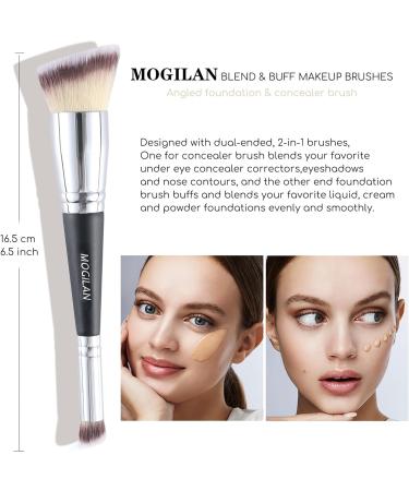 MOGILAN Double Sided Makeup Brush Angled Founation Brush Concealer Brush for Liquid Cream Powder Makeup Blending Contouring Premium Vegan Fibers Face Brush - Buy Online on GoSupps.com