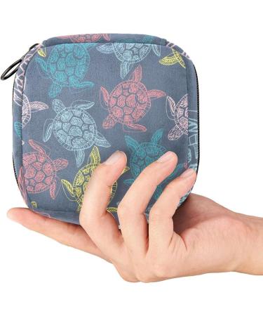 Colorful Sea Turtles Napkin & Menstrual Pad Storage Bag - Zippered Portable Bag for Teens & Women - Buy Online on GoSupps.com