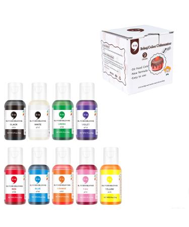 JIUPIN Oil Based Food Coloring for Chocolates Perfect for cake decorating Cream Meringue Chocolate Cake batter Cookies or other craft DIY 9 colors 20ML per bottle.