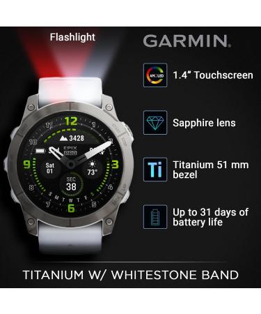 Wearable4U Garmin Epix Pro Gen 2 Sapphire Smart watch - 51 mm - Titanium & Whitestone And Wearable4U Gift Bundle - Buy Online on GoSupps.com