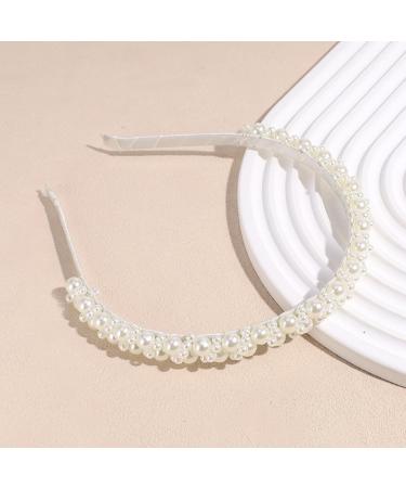 Pearl Headband Flexible White Pearl Headband with Faux Pearl Cute Pearl Headband for Girls Women Multipurpose Pearl Hair Accessories White Headband - Buy Online on GoSupps.com