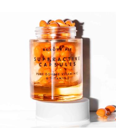 Beauty Pie Superactive Capsules Pure Double Vitamin C & Vitamin E Serum Brightening Firming Antioxidant One-Shot Capsules (60 Count)