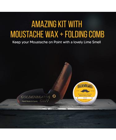 Moustache Wax & Folding Comb Kit - Best Price for Superior Moustache Care - Buy Online on GoSupps.com