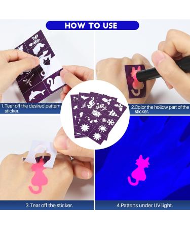 GLEEMEN Neon Face Body Paint Stick 6 Colors UV Blacklight Fluorescent Paint Kit for Adults & Kids - Non Toxic Face Painting Makeup Art Set for Halloween Party & Carnival - Buy Online on GoSupps.com