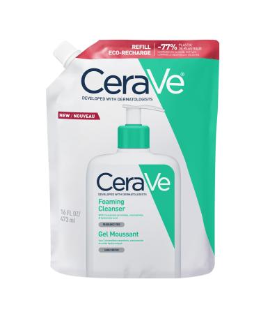 CeraVe - Gel Moussant - Nettoie et Elimine l'Exc s de S bum Sans Alt rer la Barri re Cutan e - Acide Hyaluronique C ramides et Niacinamide - Peau Normales Grasses Eco-Recharge Gel Moussant 473ml