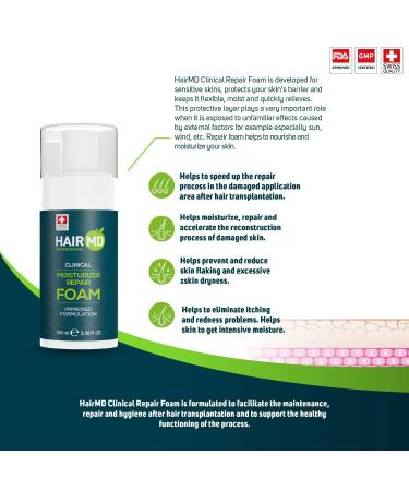 Clinical Foam 100 ml - Exclusive Moisturizing & Repair Foam for Sensitive Scalp | Ideal After Hair Transplant - Buy Online on GoSupps.com