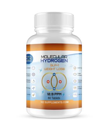 H2Supplements GLP-1 Boosting Weight Loss Tablets + Molecular Hydrogen (180) 60 count (Pack of 1)