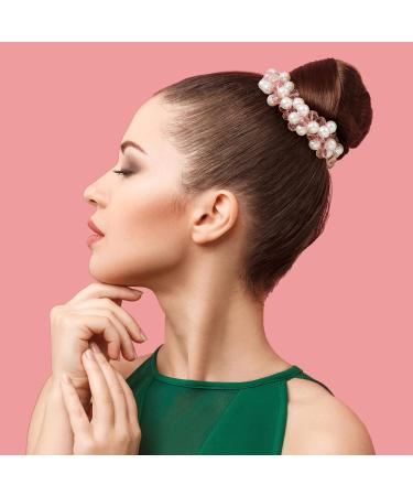 HINZIC Flower ROSE Hair Elastic Ties - Pack of 4 | Crystal Pearl Hair Accessories for Women, Girls - Perfect Gift for Christmas, Valentine's Day - Buy Online on GoSupps.com
