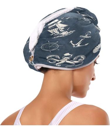 Vintage Sea Dry Hair Cap | Quick Drying Towel Set with Button Headband | Super Absorbent & Comfortable | Ideal for Travel & Home Use - Buy Online on GoSupps.com