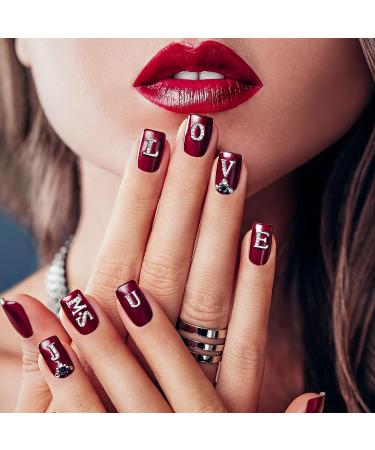 PAGOW Rhinestone Letters Nail Studs - 52Pcs Silver 3D Capital Alphabet Metal Art for DIY Manicure and Crafts - Buy Online on GoSupps.com