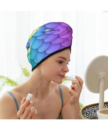 Rainbow Scales Microfiber Hair Towel Wrap - Soft Super Absorbent Coral Velvet for Long Curly & Thick Hair - Quick Dry Hair Cap for Women - Buy Online on GoSupps.com
