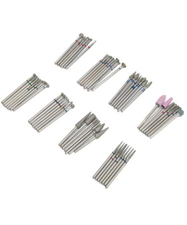 Sonew 56Pcs Nail Drill Bits Set Nail Polishing Bits Manicure Emery Polishing Grinding Nail Art Polish Tool for Nail Salon