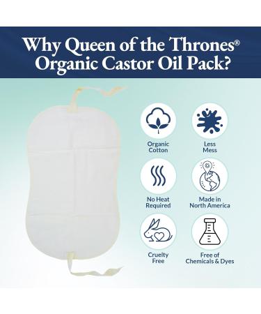 Buy QUEEN OF THE THRONES Organic Cotton Flannel Castor Oil Pack - Naturopathic Doctor Designed Reusable & Comfortable Sleep Fit Soft Ties - Buy Online on GoSupps.com