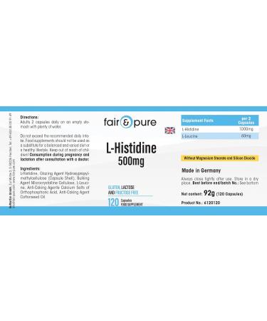 Fair & Pure - L-Histidine 500mg - vegan - 120 capsules - Buy Online on GoSupps.com