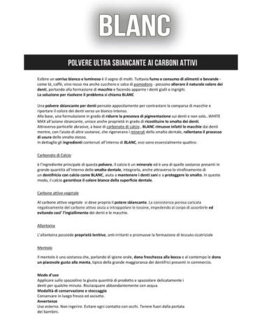 Blanc Natural Teeth Whitening Powder - Whiten Teeth with Calcium Carbonate & Activated Carbon | International Shipping Available - Buy Online on GoSupps.com