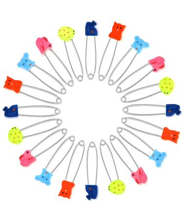 30 Pieces Diaper Pin Baby Safety Pin 2.4 Inch Stainless Steel Diaper Pins with Plastic Head Animal Pattern Kids Newborn Safety Pin with Lock Buckle, Random Patterns - Buy Online on GoSupps.com