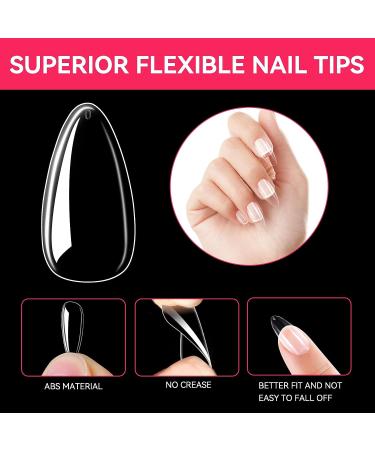 500PCS Almond Fake Nail Tips - HKFUON Medium Almond Shaped Clear Acrylic Nails - Professional False Nails for Nail Art Extension - Buy Online on GoSupps.com