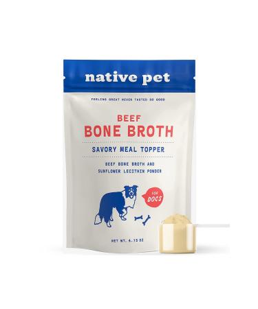Native Pet's Bone Broth for Dogs and Cats - Human Grade Dog Food Topper & Cat Gravy - Dog Food Toppers for Picky Eaters, Use as Dog Food Seasoning, or Mix for a Cat & Dog Broth Treat! Beef 4.75 Ounce (Pack of 1)