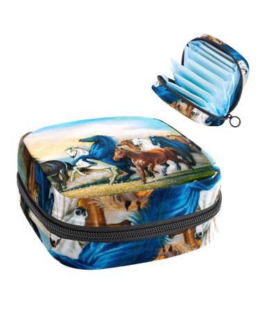 Women's bonds Storage pockets Stillpad keeper horse pattern portable period kit bag feminine product bag for women girls color2
