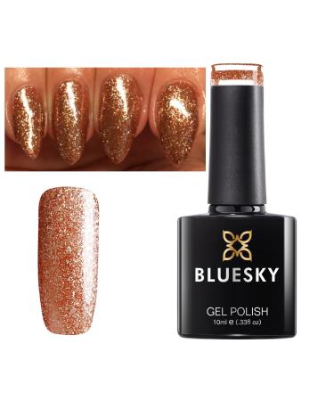 Bluesky GEL NAIL POLISH COPPER GOLD FINE GLITTER PLATINUM 26 Nail UV LED Soak Off 10ml (Requires Drying Under LED/UV Lamp)