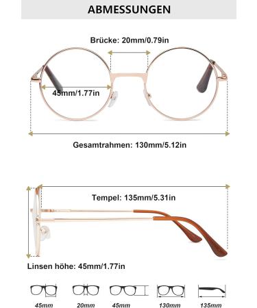 Lanomi Round Metal Reading Glasses for Men & Women - Classic Retro 60s Style Spring Hinge 1.5 Diopters Visual Aid - Buy Online on GoSupps.com