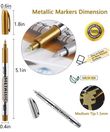 LOONENG Gold and Silver Metallic Marker Set - Fine Point Permanent Markers for Artists, Crafts, and DIY Projects - 8 Count - Buy Online on GoSupps.com