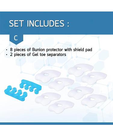 BENNARA Bunion Corrector Set C - 8pc Bunion Protector & Gel Toe Separator for Pain Relief & Toe Straightening - Buy Online on GoSupps.com